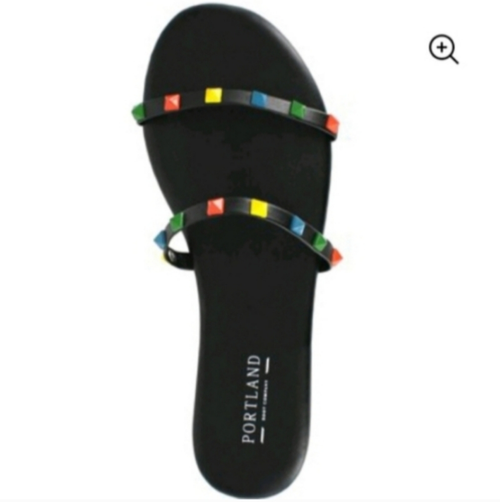 Portland Boot Company Multicolor Stud Flat Slide Sandal NWOB